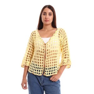 Trendy mesh light cardigan crochet handmade decorated edges