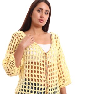 Trendy mesh light cardigan crochet handmade decorated edges - Image 2
