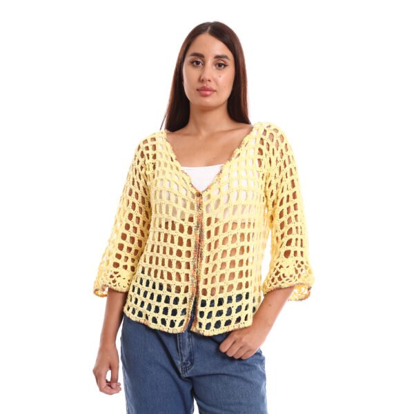 Trendy mesh light cardigan crochet handmade decorated edges