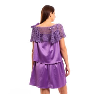 Soiree ruffle mini dress layered with cape poncho crochet - Image 2