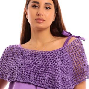 Soiree ruffle mini dress layered with cape poncho crochet - Image 3