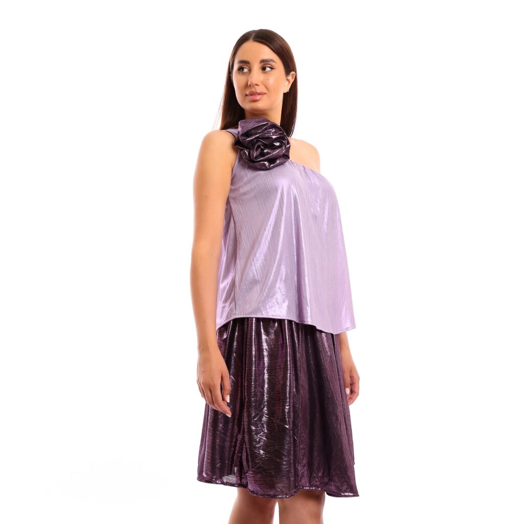 Asymmetric shoulder soiree ruffle layered dress