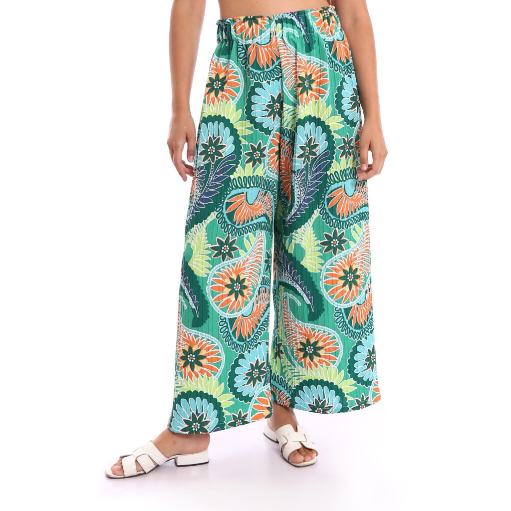 Flowy wide-leg casual linen wrinkled elastic waistband