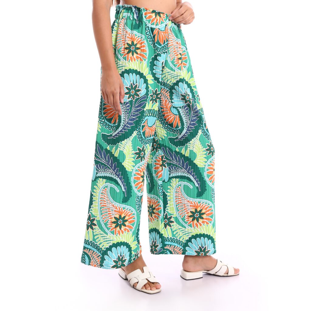 Flowy wide-leg casual linen wrinkled elastic waistband