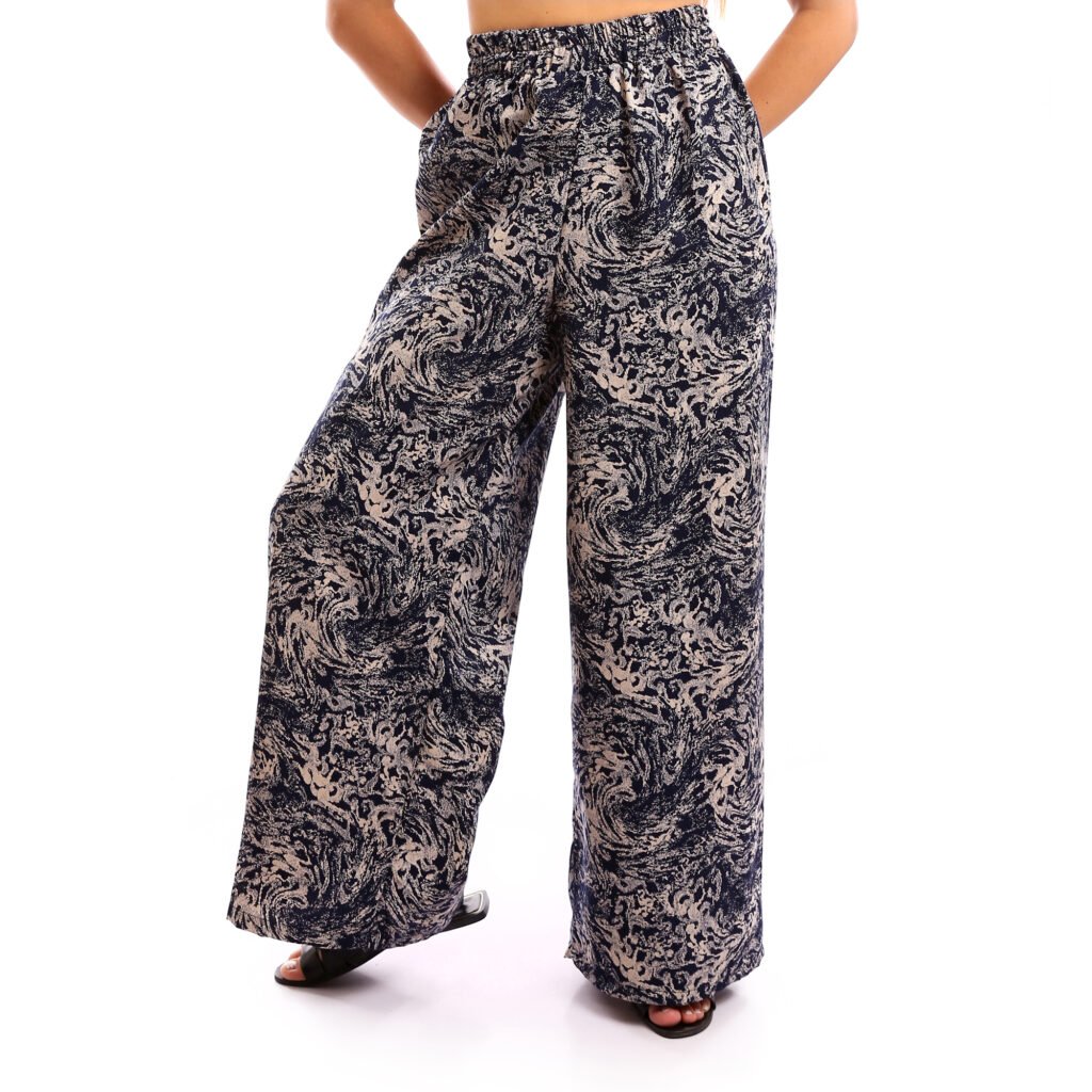 Comfy casual crepe viscose wide leg elastic waistband