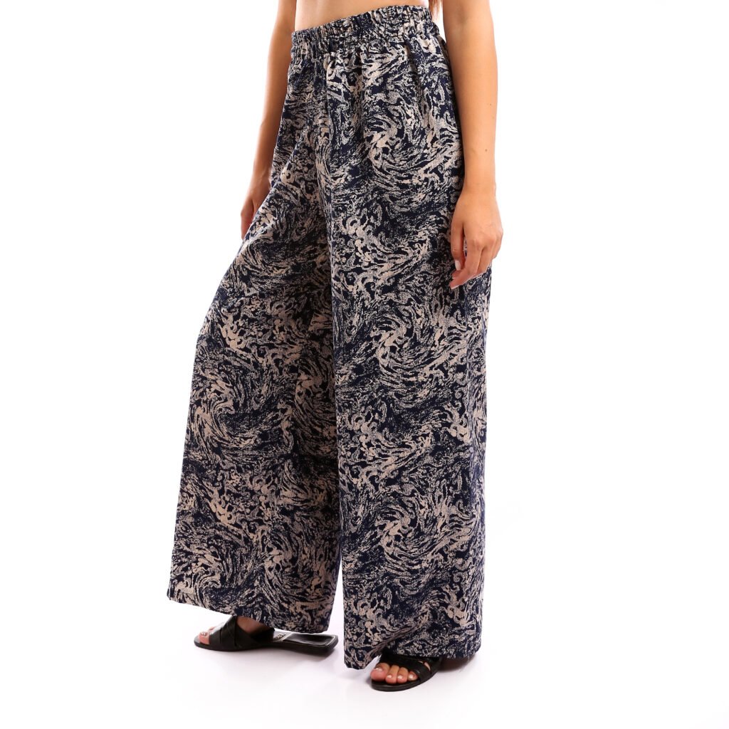 Comfy casual crepe viscose wide leg elastic waistband