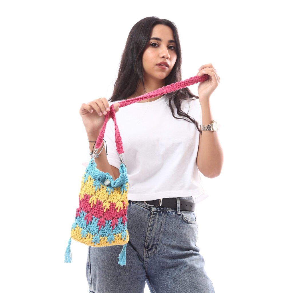 Fancy colorful cross bag crochet handmade