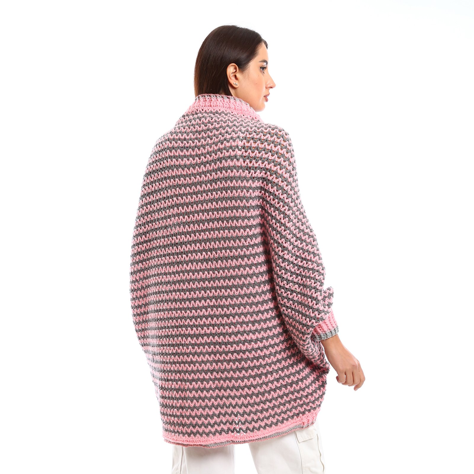 Chunky Crochet open-Front cardigan with a relaxed, oversized - Image 2