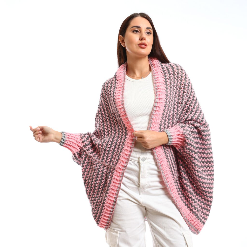 Chunky Crochet open-Front cardigan with a relaxed, oversized