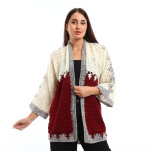 Crocheted open cardigan decorative stitching flared sleeves