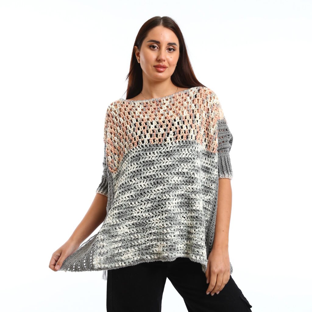 Oversized crochet cozy Poncho , casual style