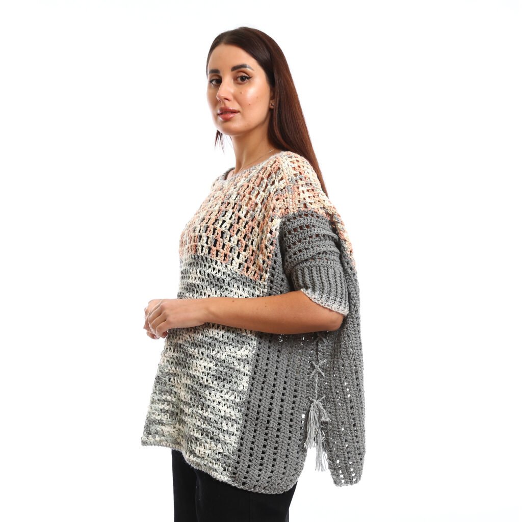 Oversized crochet cozy Poncho , casual style