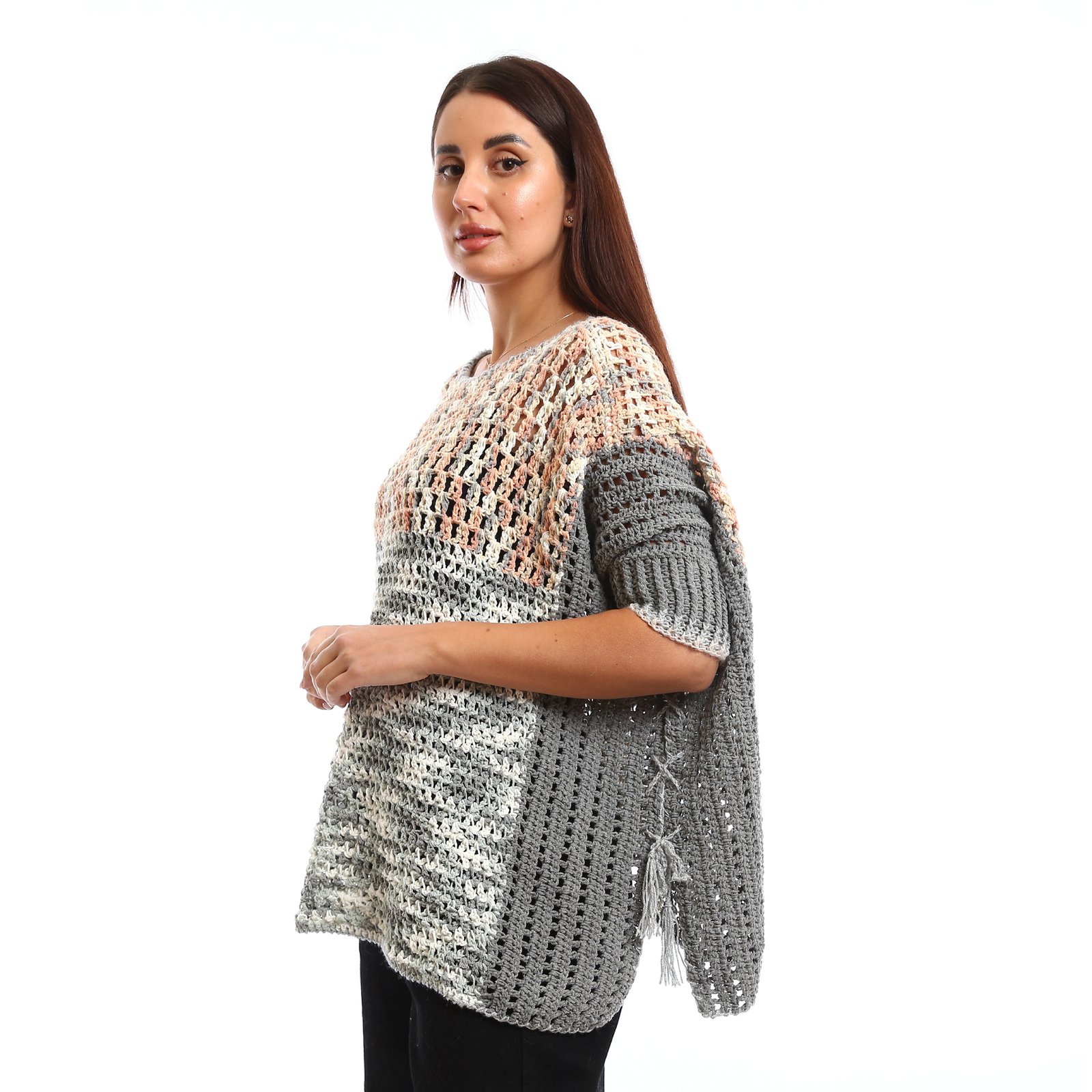 Oversized crochet cozy Poncho , casual style - Image 4