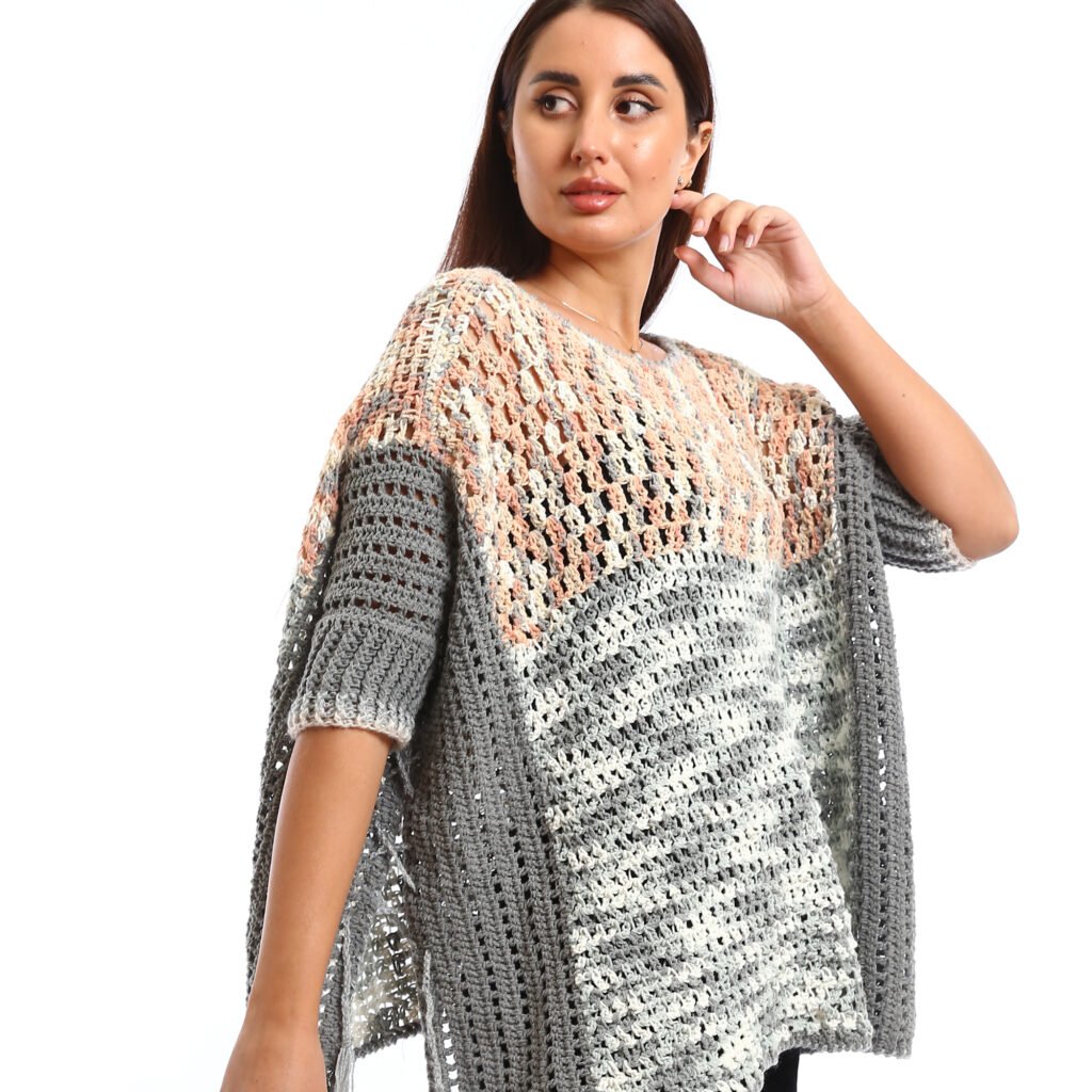 Oversized crochet cozy Poncho , casual style