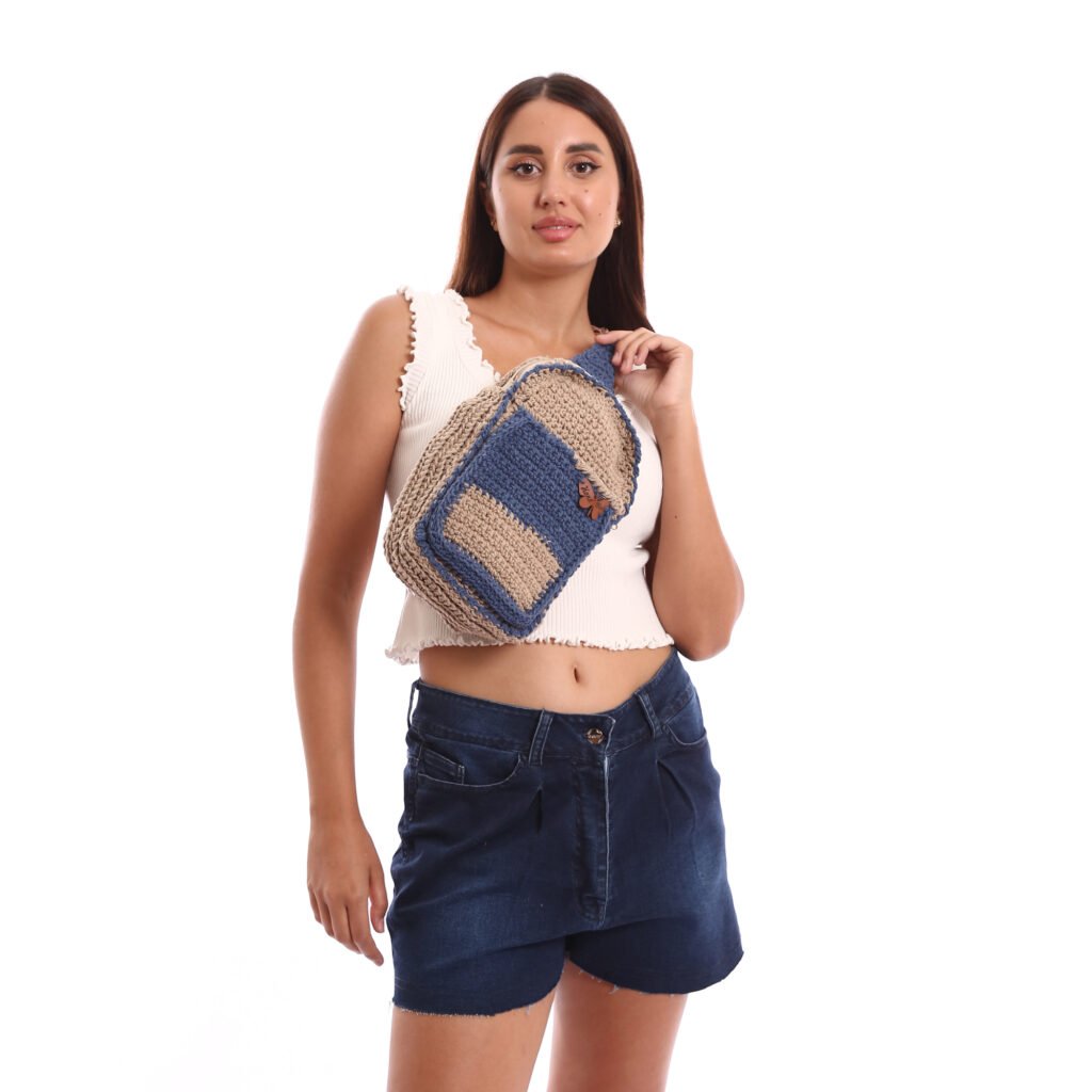 Handmade crochet crossbody bag and a chunky chain strap