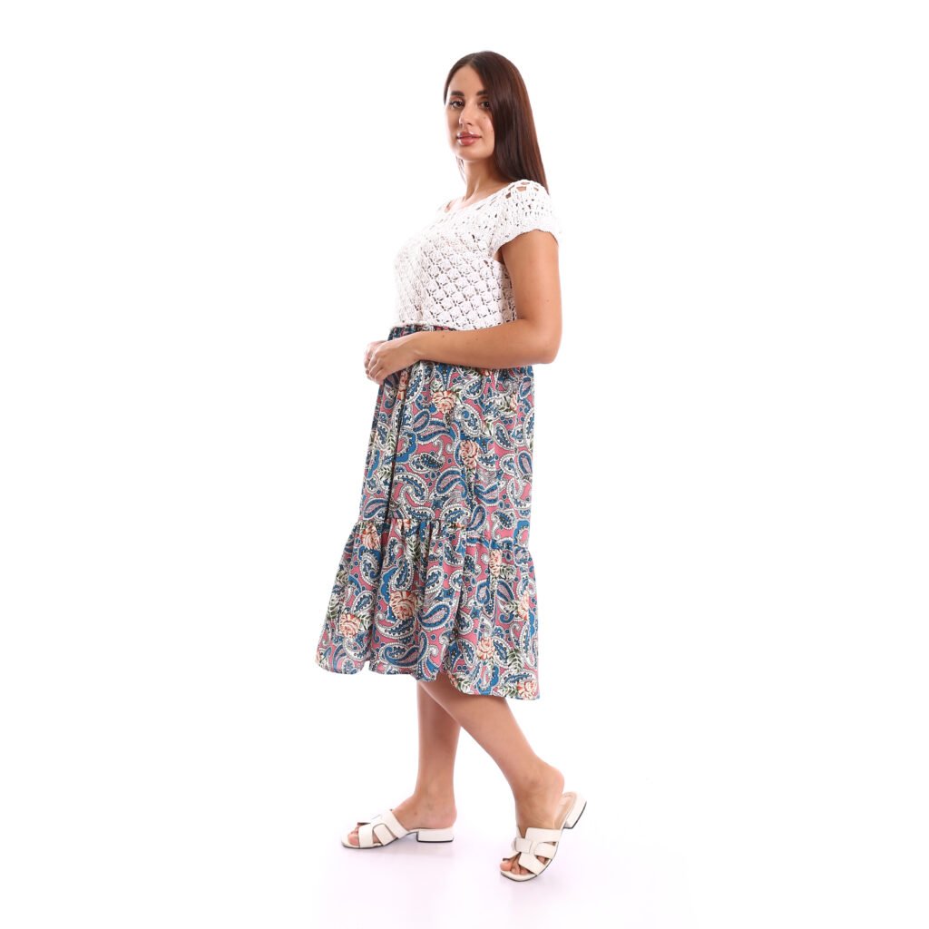 Boho midi dress  delicate crochet lace bodice a flowy skirt