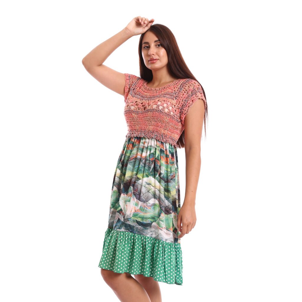 Boho dress delicate crochet lace bodice and a flowy skirt