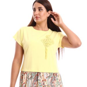 Boho dress T shirt body flowy skirt decorative crochet patch - Image 3