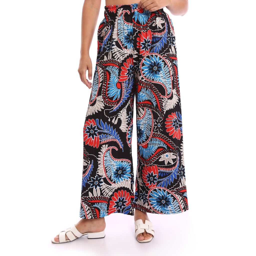 Flowy wide leg casual linen wrinkled elastic waistband