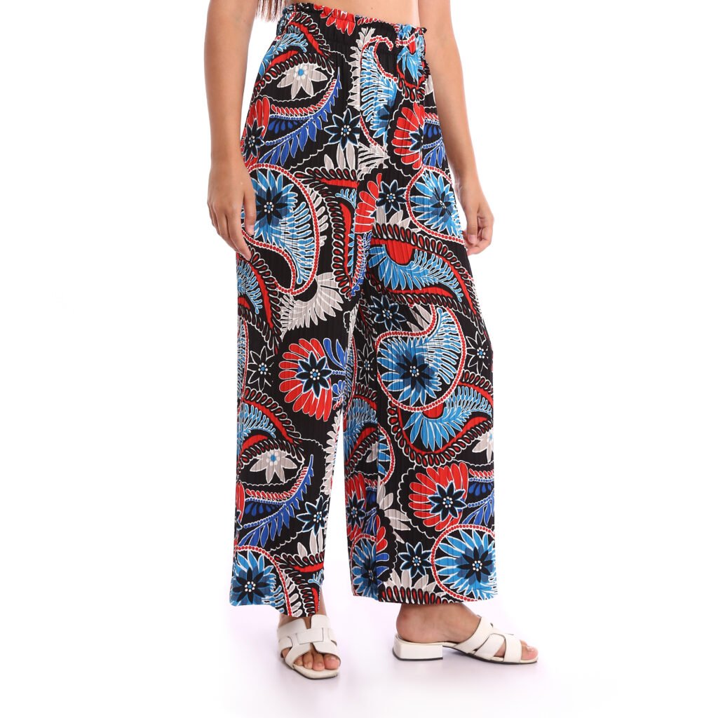 Flowy wide leg casual linen wrinkled elastic waistband