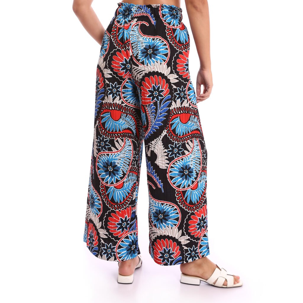 Flowy wide leg casual linen wrinkled elastic waistband