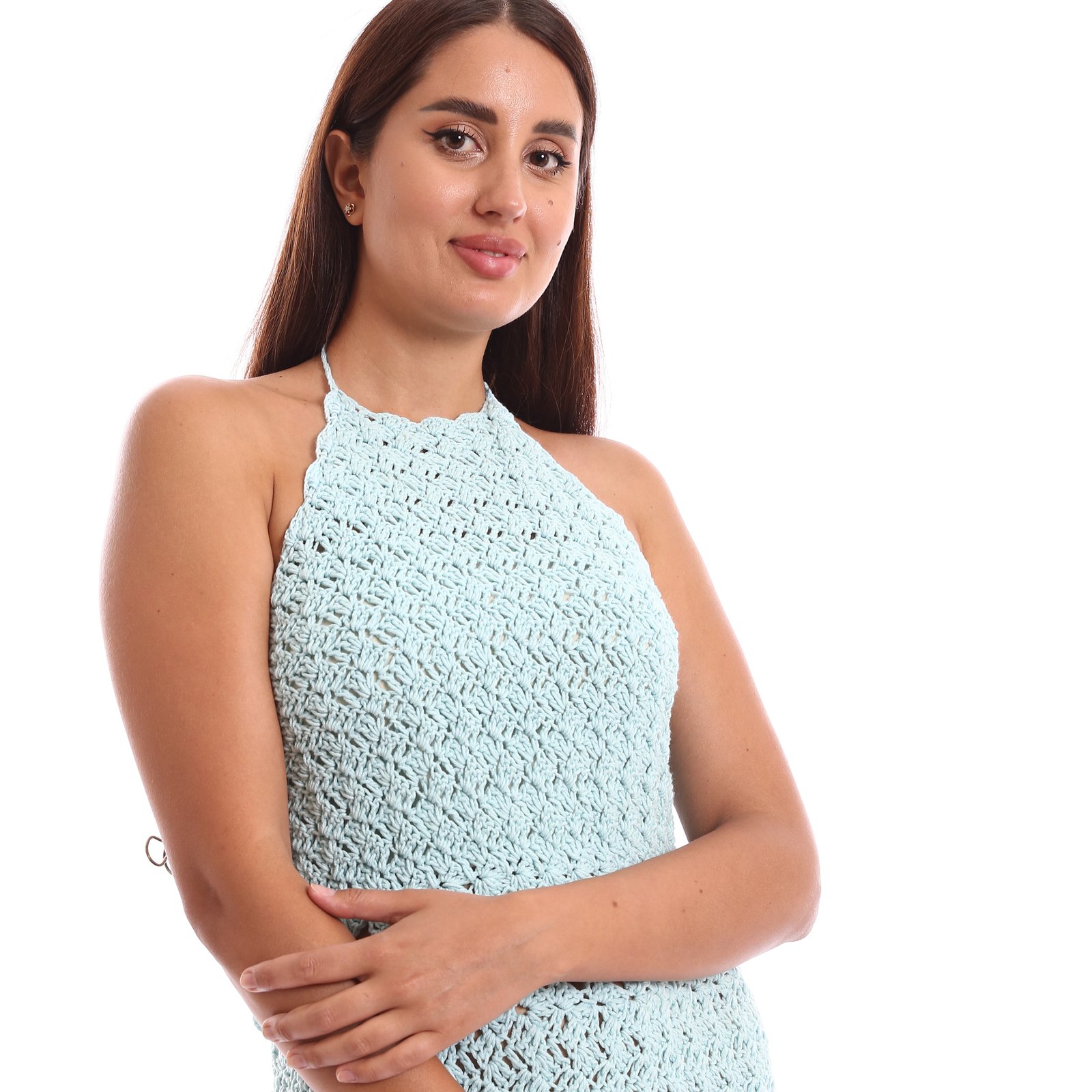 Elegant crochet beach  mini dress feminine look - Image 3