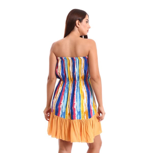 Off shoulder cotton mini Beach dress raffle hem