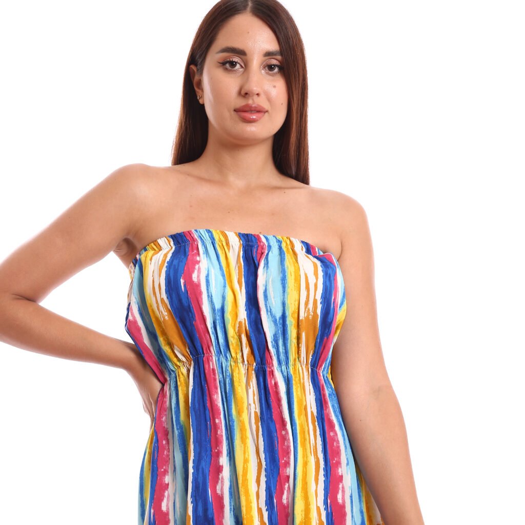 Off shoulder cotton mini Beach dress raffle hem